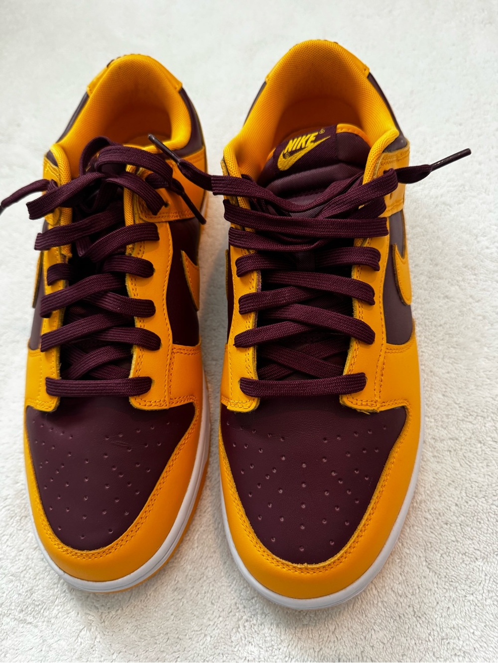 Nike Dunks Men’s Low-Top Sneakers in Maroon and Yellow